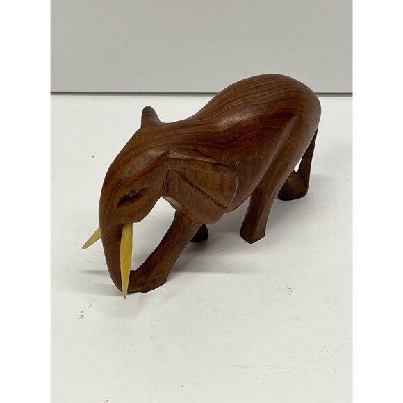 Vintage Handcarved Rosewood Elephant 3” Statue Figure - Picture 2 of 10